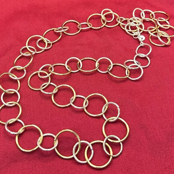 Swarovski Long Dual-Tone Open Ring Chain Necklace - Picture 1 of 8